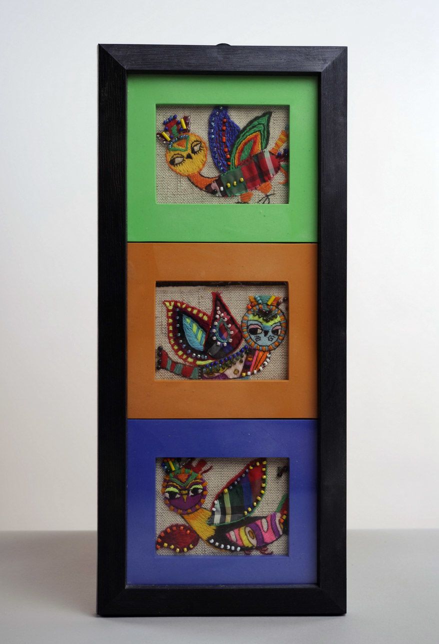 Panel de textil Tres pájaros foto 3
