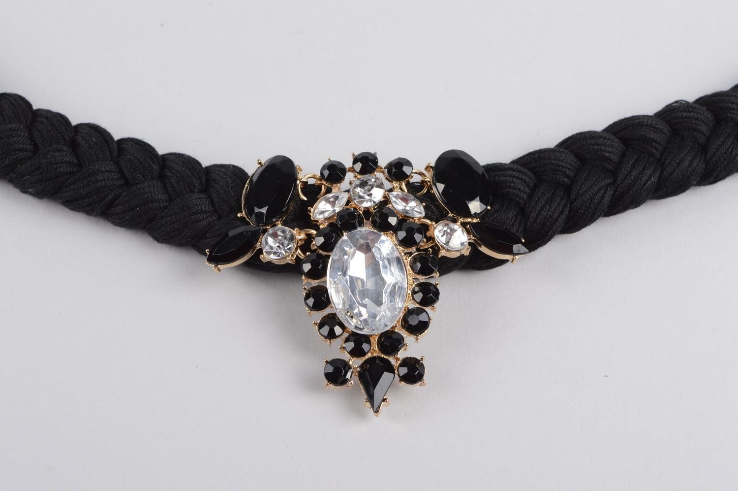 Handmade black elegant necklace unusual massive necklace designer jewelry photo 3
