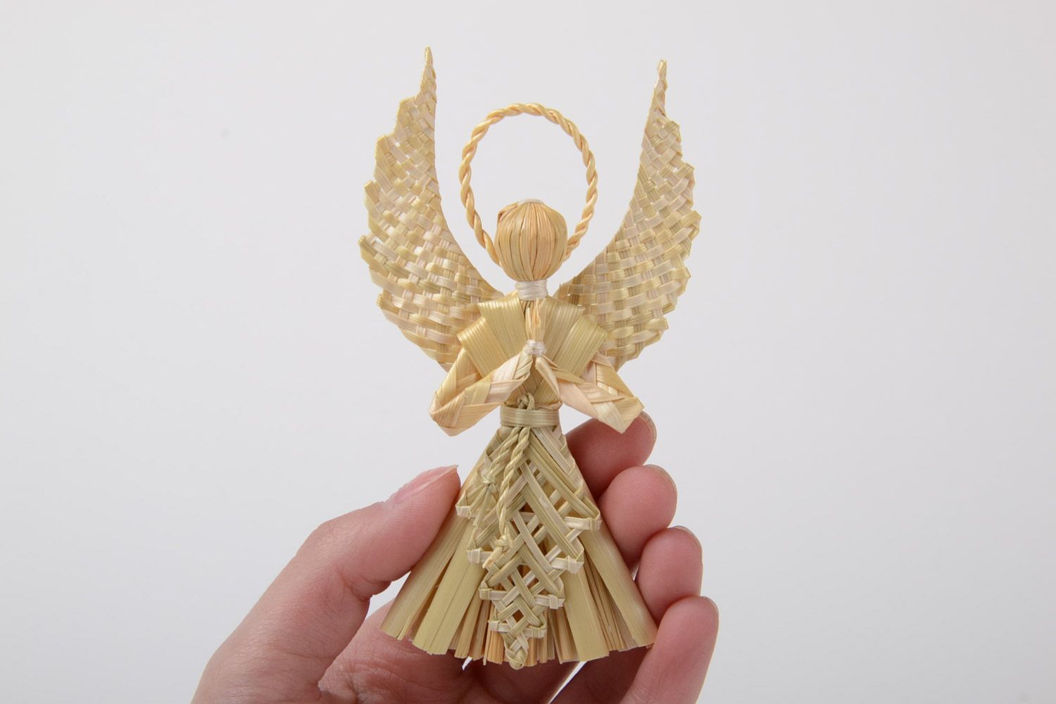 Suspension décorative Ange tressé de paille figurine originale faite main photo 5