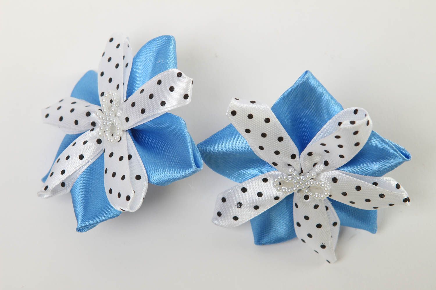 Satin flower scrunchies for girls handmade satin scrunchies hair accessories photo 3