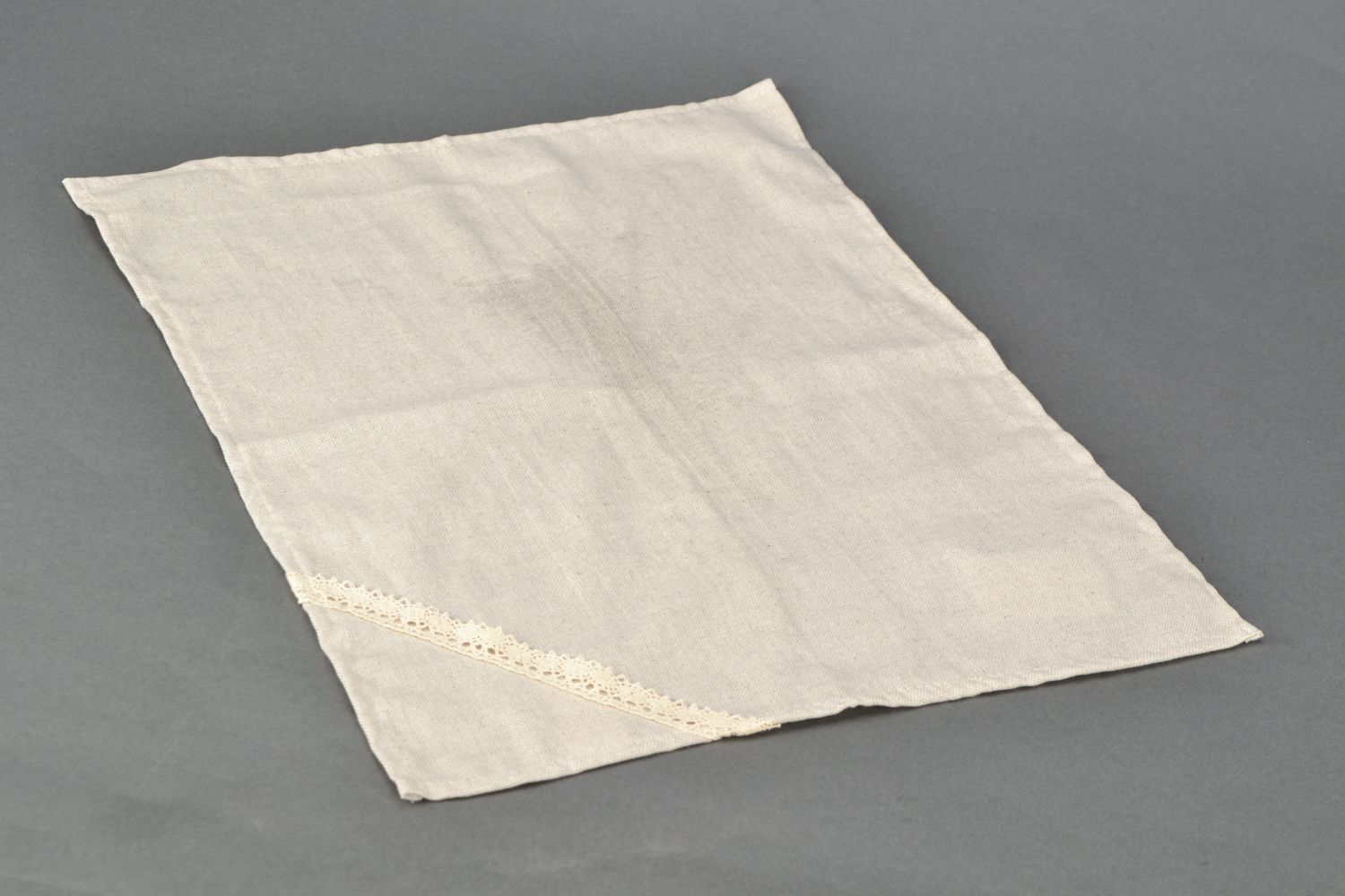 Serviette de table en tissu de coton et polyamide carrée blanche faite main photo 4