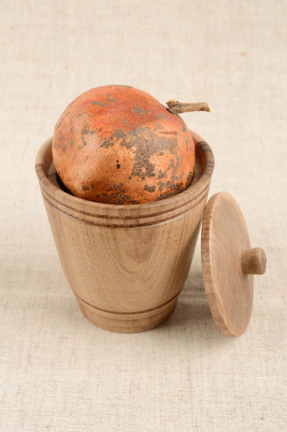 Box aus Holz handgefertigt Salz Behälter Geschirr aus Holz Deko Küche mit Deckel foto 1