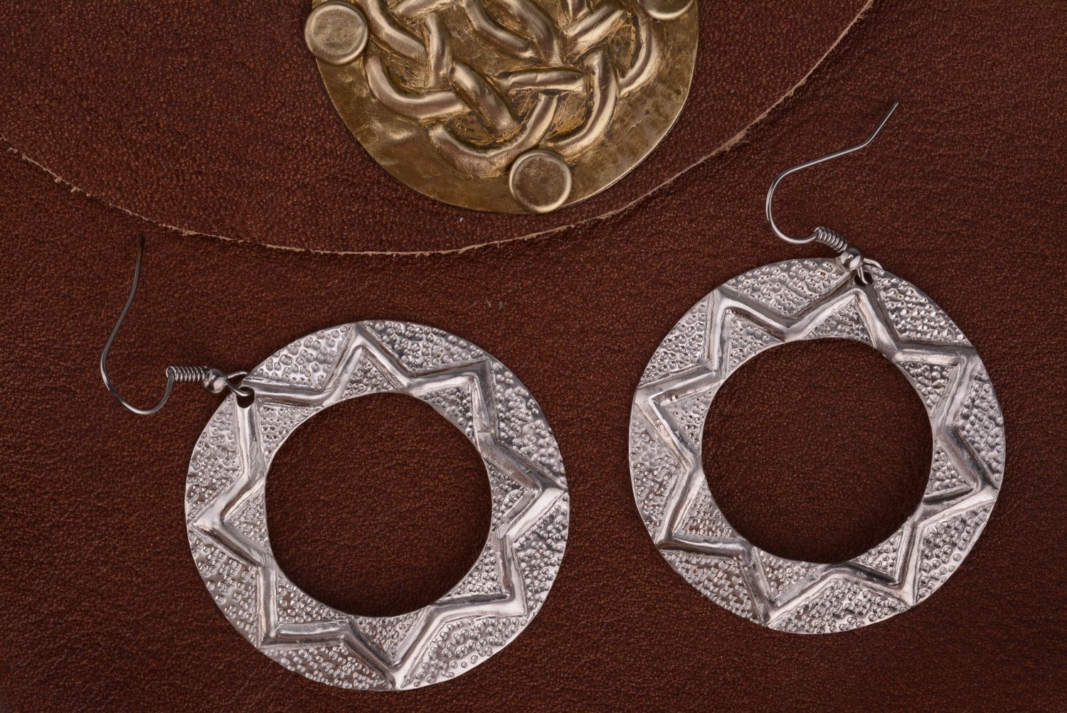 Metal earrings with silvering photo 2