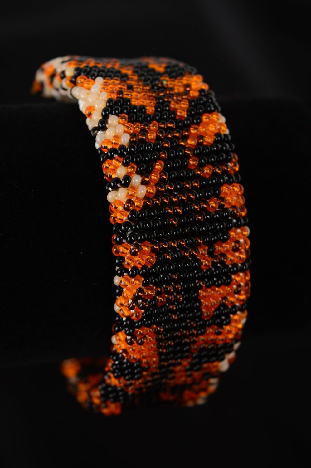 Bracelet en perles de rocaille artisanal tigré photo 2