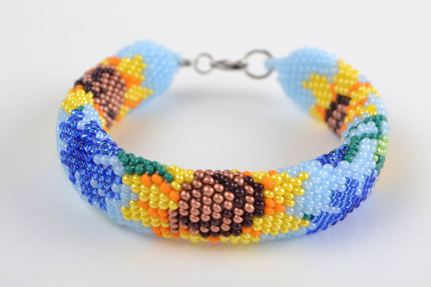 Beaded cord bracelet handmade accessory with beads seed beads designer jewelry  photo 2