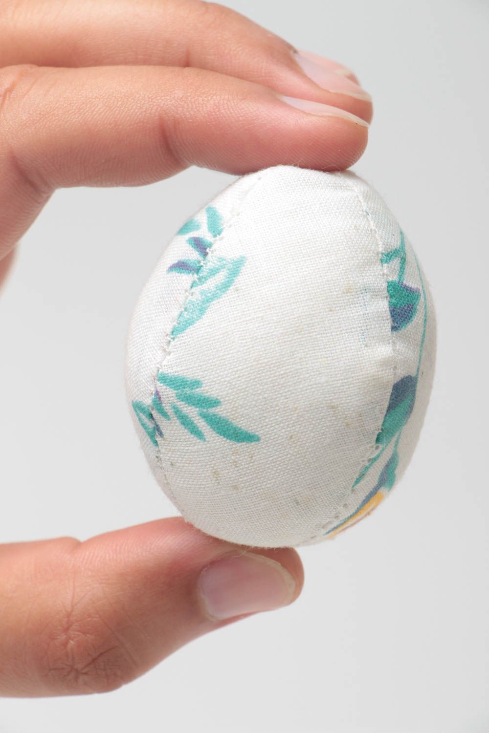 Designer soft textile toy Easter egg handmade accessory made of calico photo 5