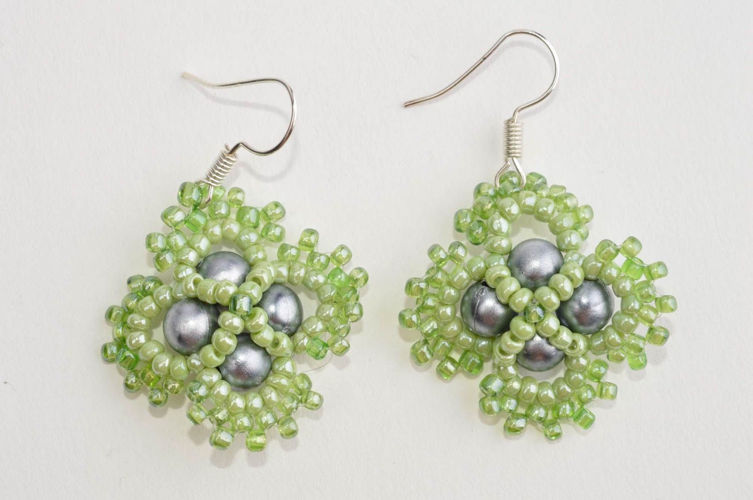 Beaded earrings handmade woven earrings with charms stylish fashion bijouterie photo 2