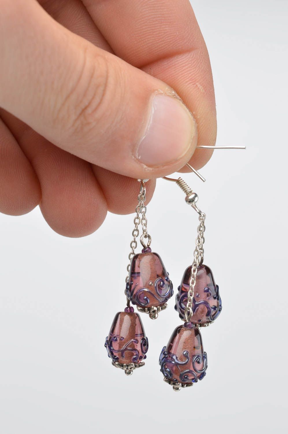 Handmade glass earrings elegant present for women unusual earrings with charms photo 5