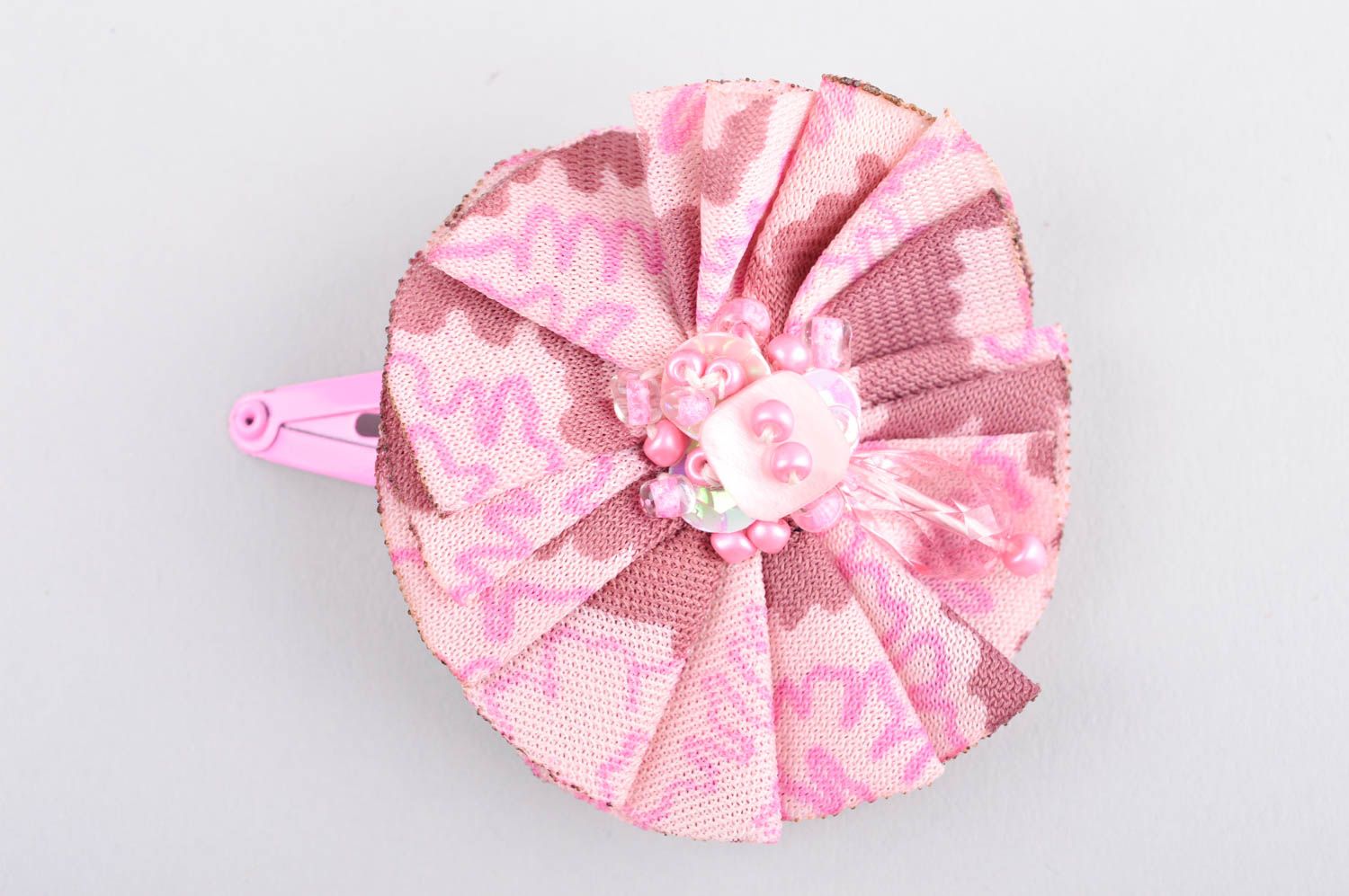 Украшение ручной работы заколка с цветком модная бижутерия розовая воздушная фото 7