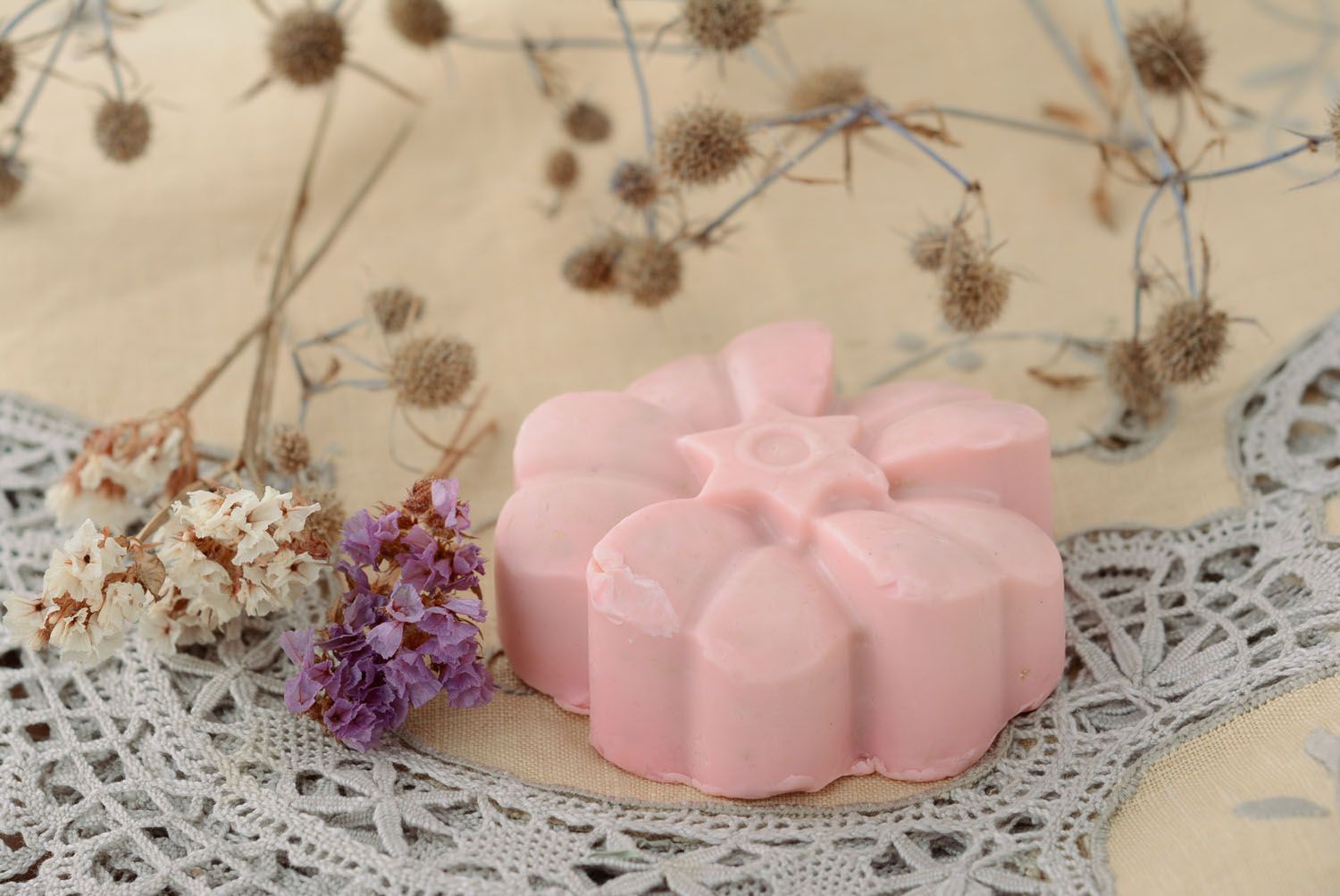 Handmade soap with pink clay photo 4