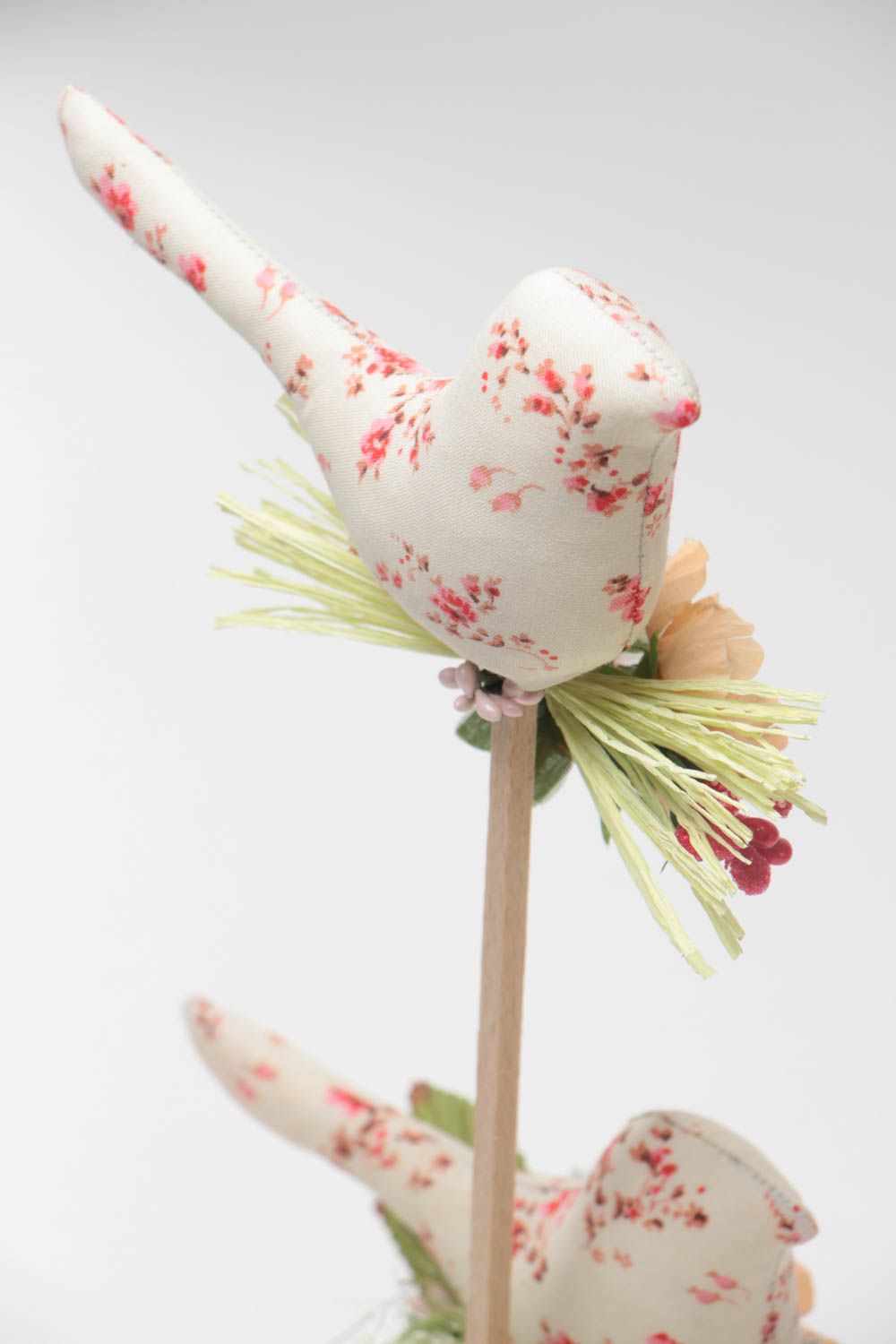 Schöner origineller Deko Baum Topiary handmade mit Vögeln aus Baumwolle  foto 4