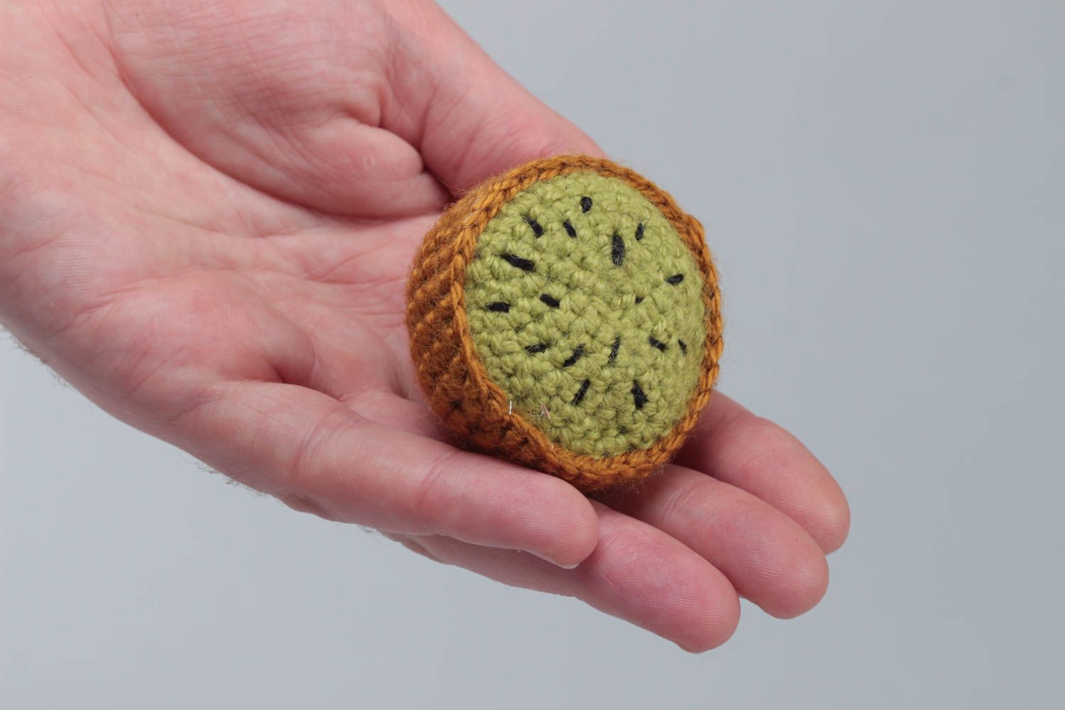 Handmade designer acrylic crochet soft toy kiwi for kids and interior decor photo 5
