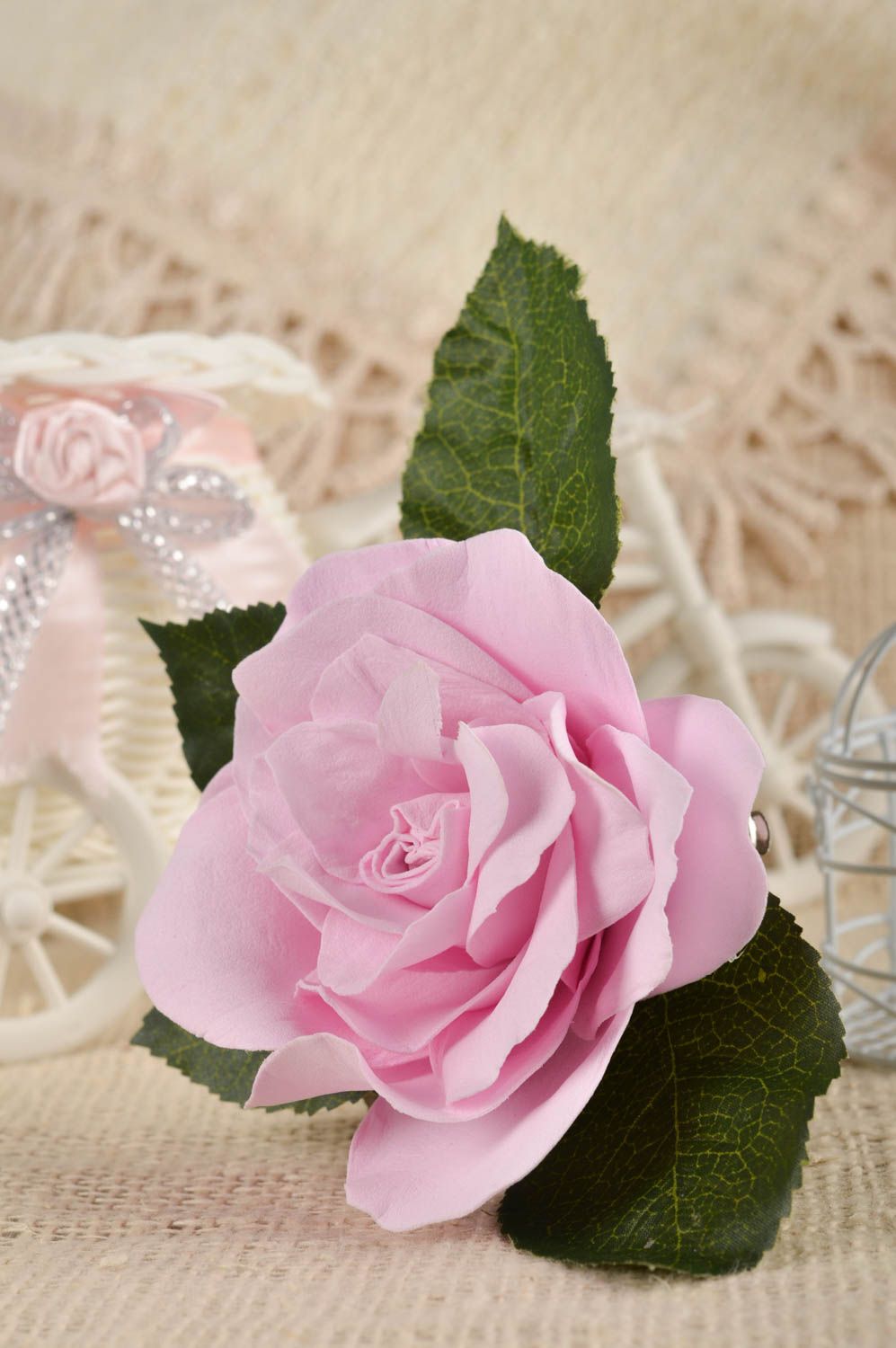 Blume Haarspange Schmuck handgemacht Modeschmuck Brosche Rose romantisch foto 1
