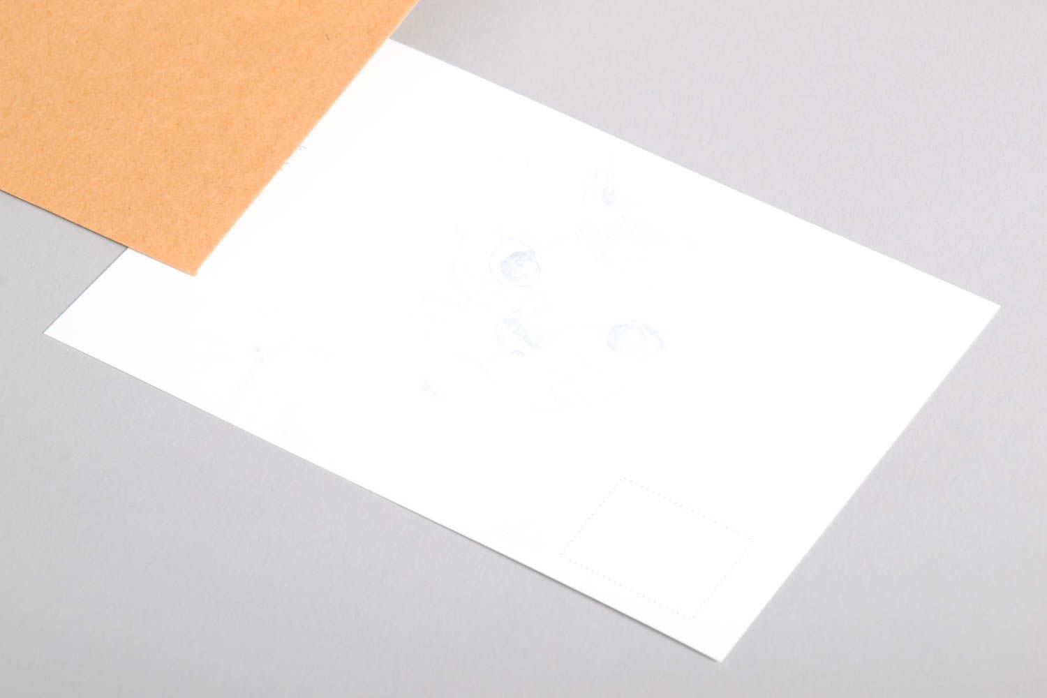 Carte de voeux papier faite main blanche avec chat multicolore Cadeau original photo 3
