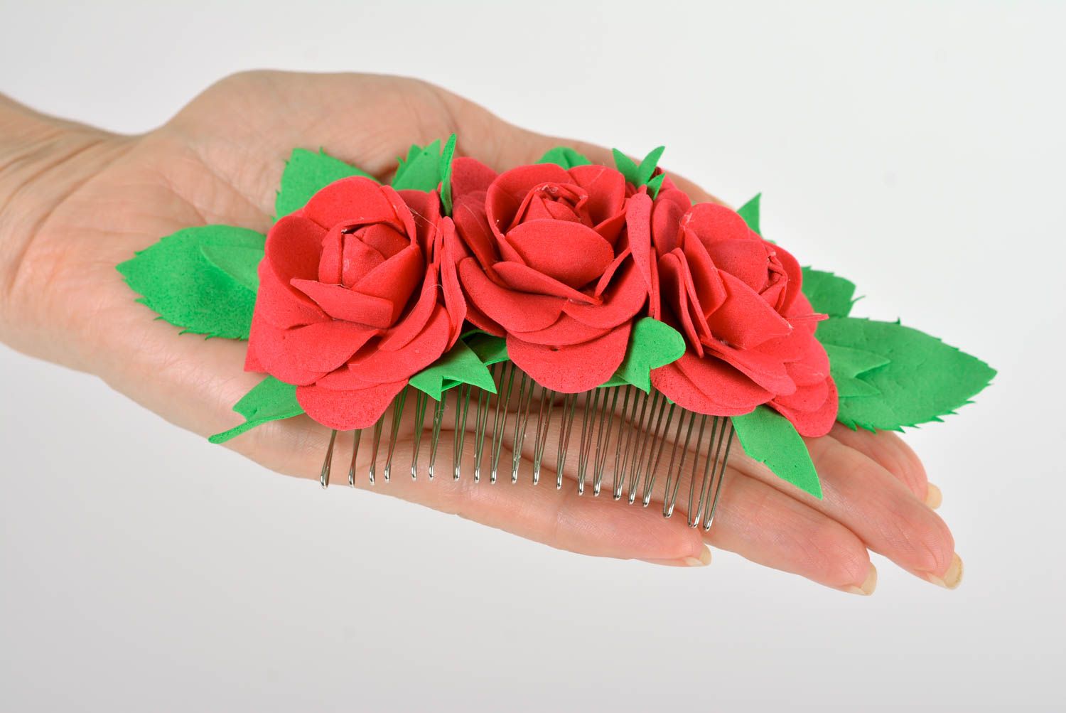 Handmade hair ornament stylish hair accessories for women ribbon hair comb photo 3