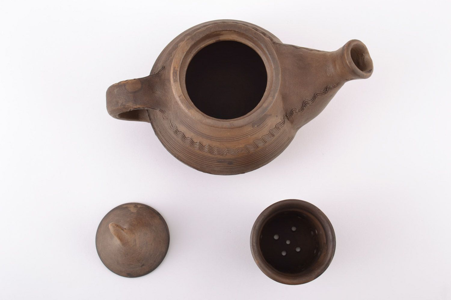 Handmade beautiful teapot made of red clay milk firing technique ceramic tableware photo 4