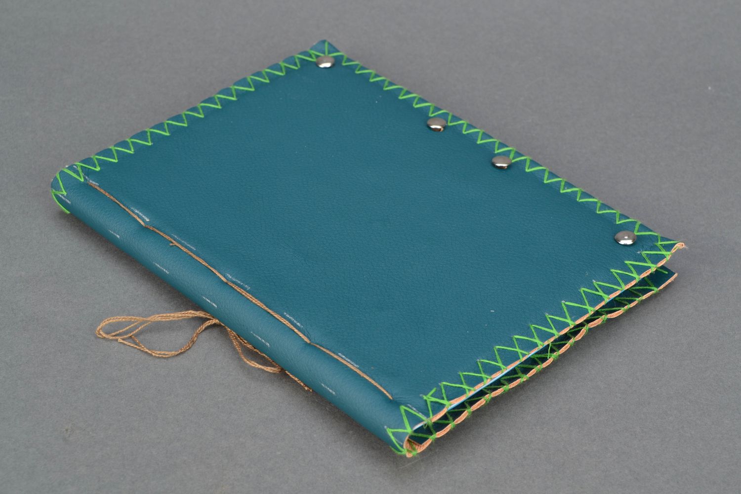 Notebook with blue artificial leather cover photo 1
