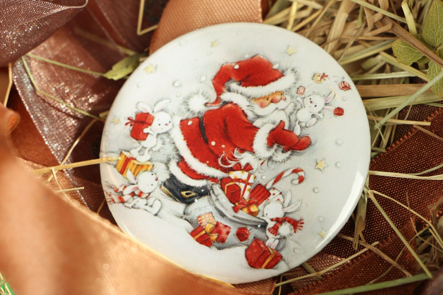 Pocket mirror with New Year's print photo 4