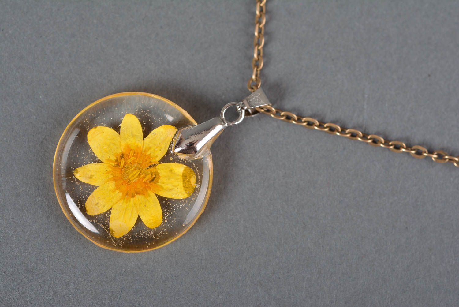 Handmade necklace flower jewelry epoxy resin pendant necklace gifts for girl photo 4