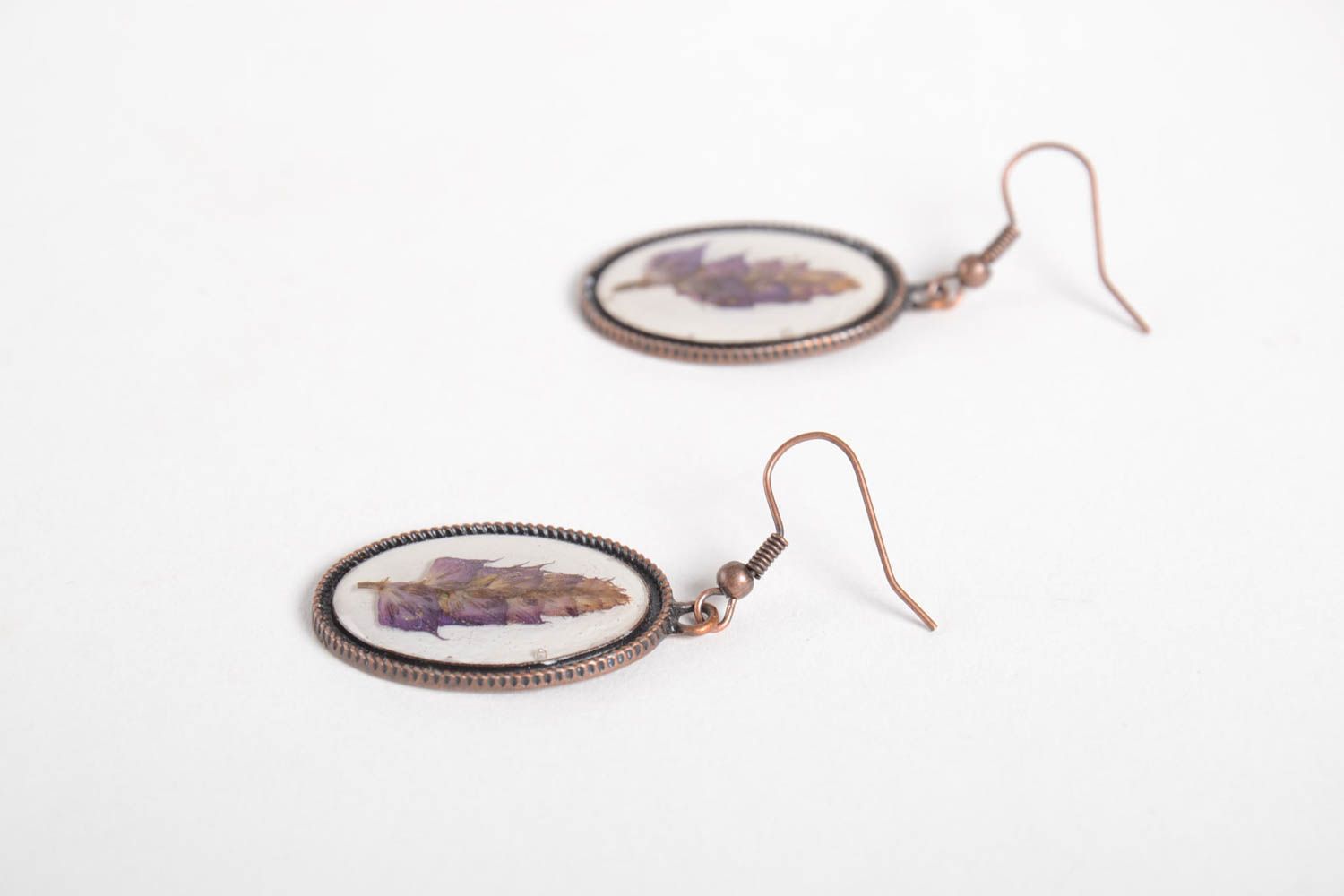 Handmade beautiful earrings dry flower earrings stylish elegant jewelry photo 3