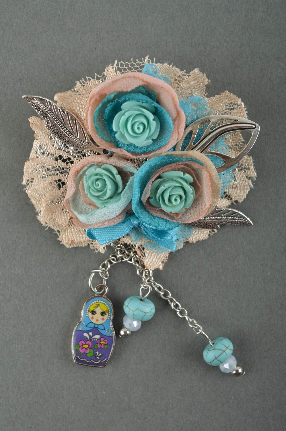 Handmade designer flower brooch unusual stylish brooch elegant jewelry photo 2
