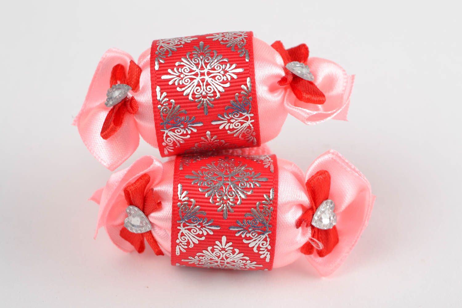 Beautiful pink handmade designer children's hair ties set 2 pieces Candies photo 3