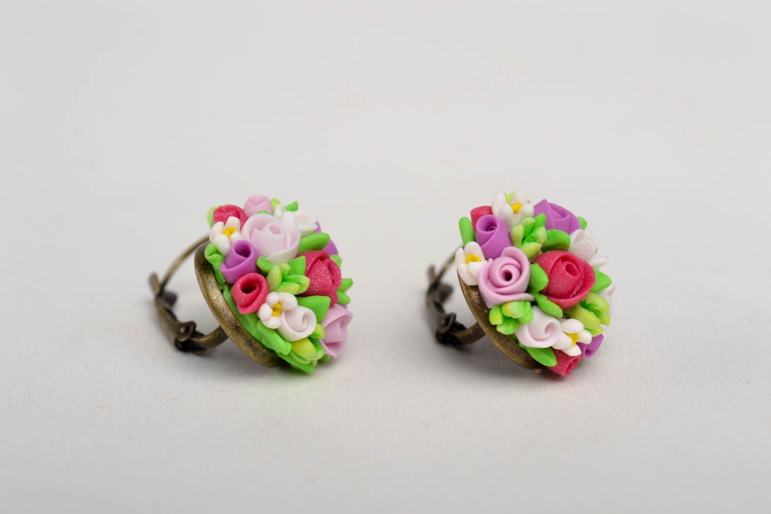 Handmade flower earrings tender spring jewelry unusual elegant earrings photo 4