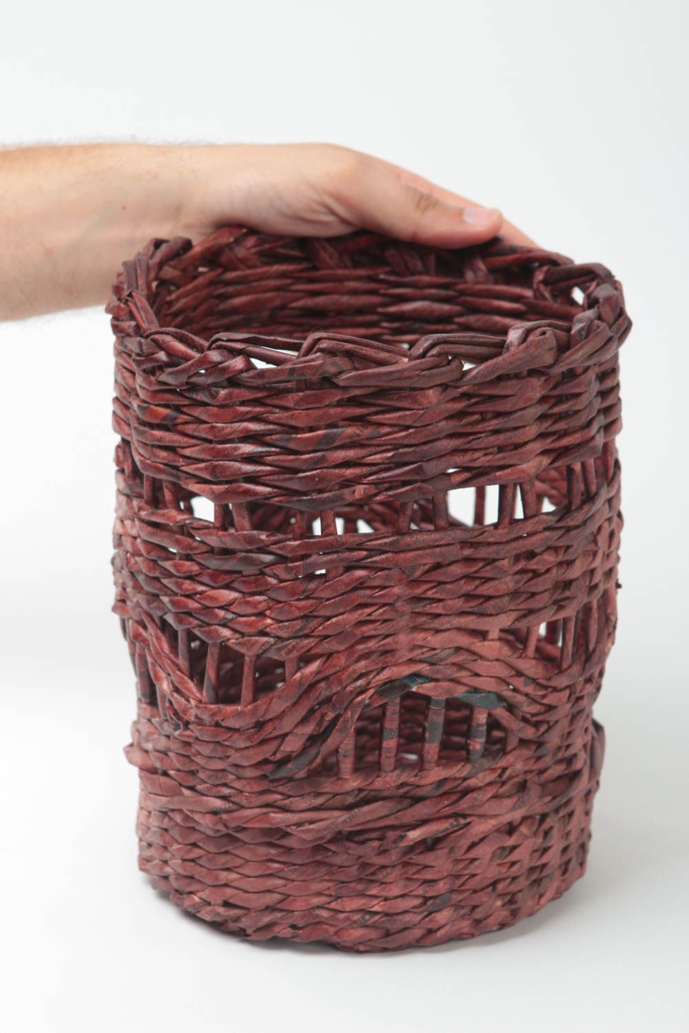 Beautiful handmade woven basket interior decorating newspaper craft small gifts photo 5
