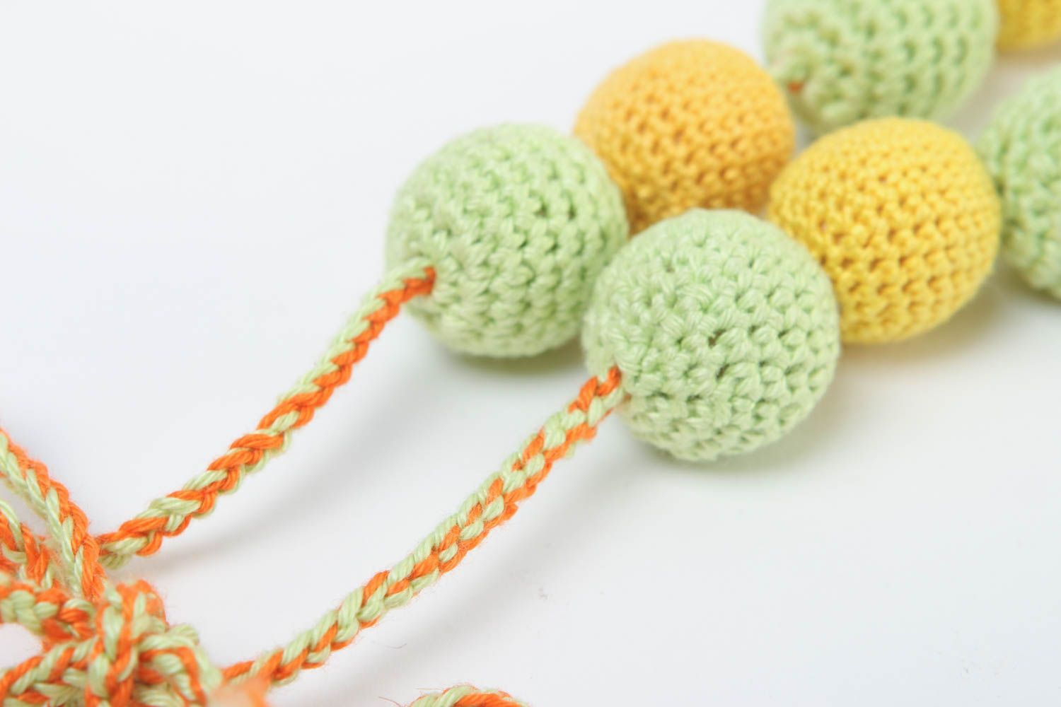 Handmade natural necklace crocheted nursing necklace designer accessory photo 4