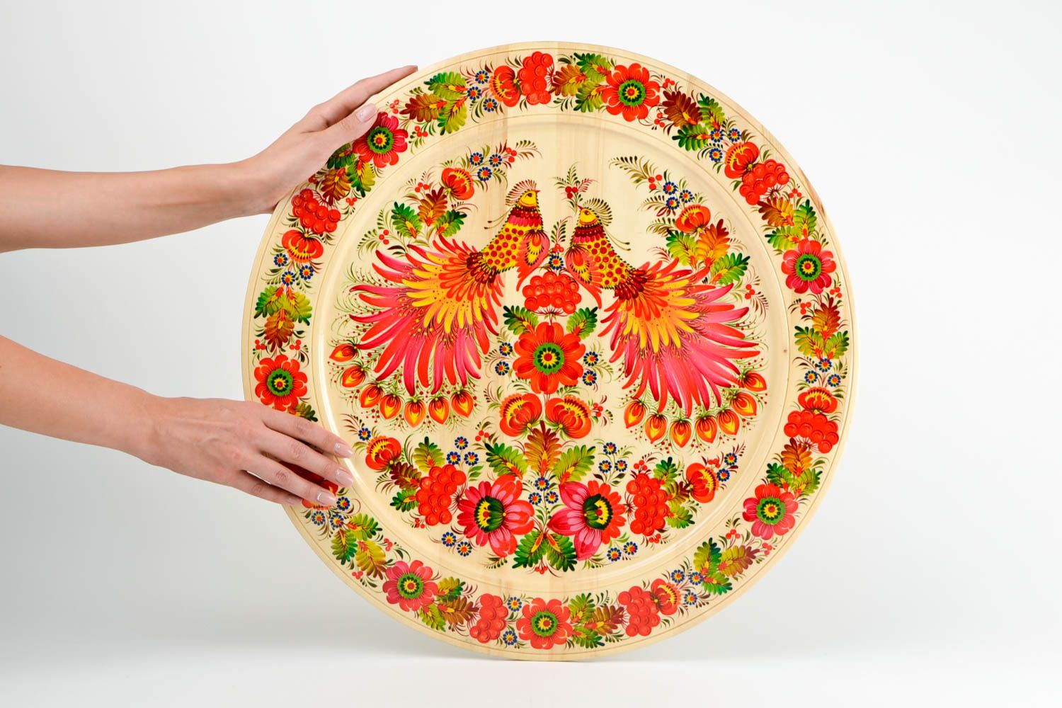 Деревянная тарелка ручной работы декор для дома декоративная тарелка яркая фото 2