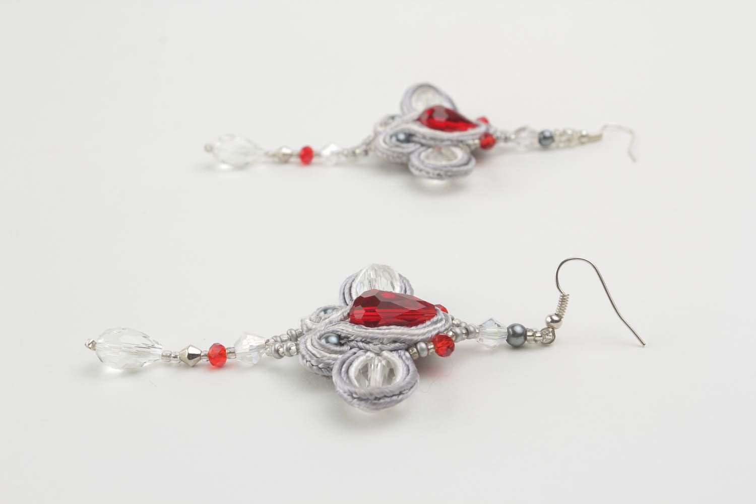 Long earrings with red beads photo 3