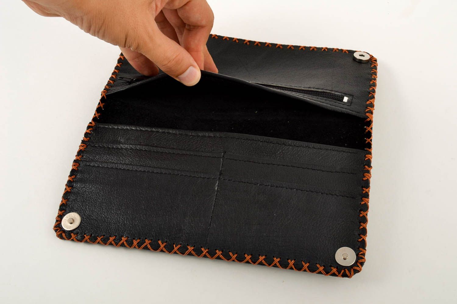 Handmade leather wallet thin wallet designer wallet handmade leather goods photo 5