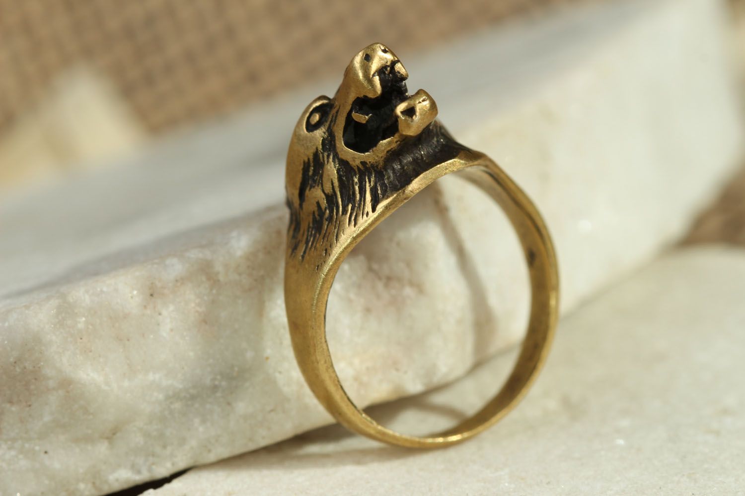 Bronze ring Wolf photo 2