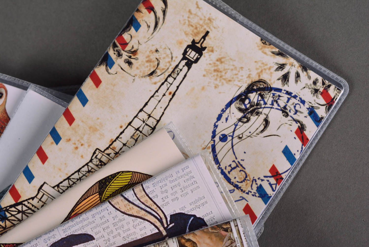 Handmade Reisepass Umschlag Geschenk für Mädchen Pass Schutzhülle Paris Symbole foto 2