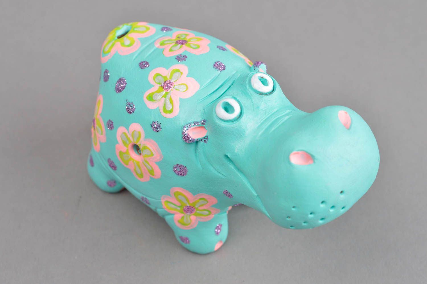 Sifflet jouet fait main Instrument de musique argile Figurine hippopotame  photo 4