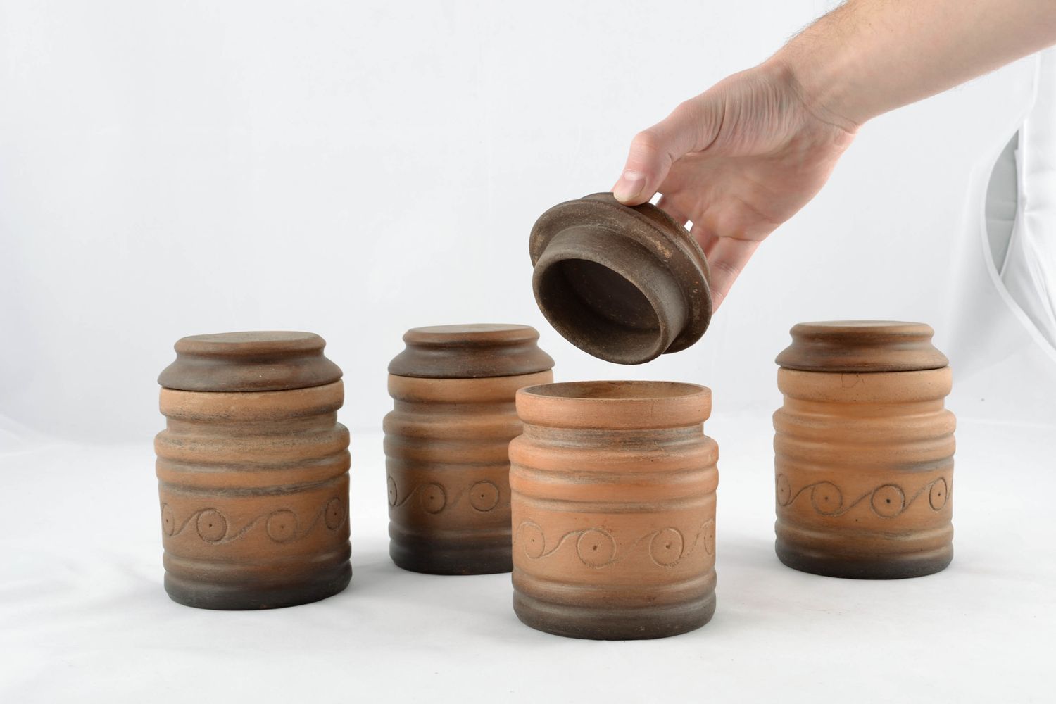 Ensemble de pots de cuisine en céramique pour épices original 4 pièces photo 2