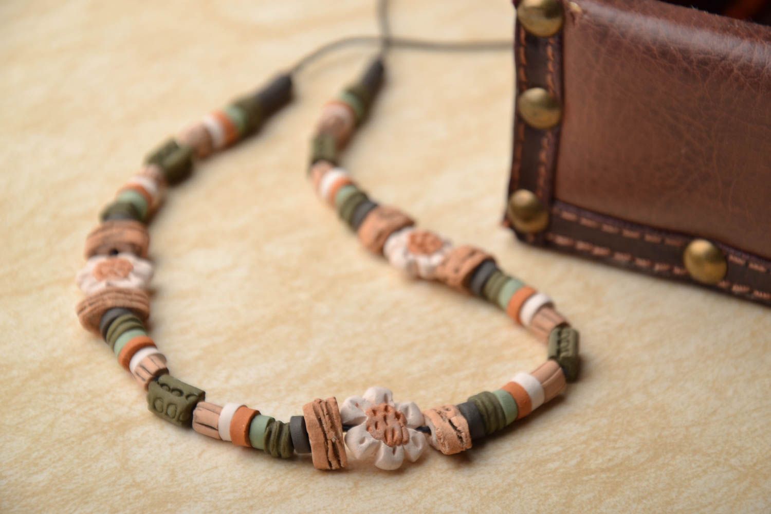 Interesting ceramic bead necklace photo 1