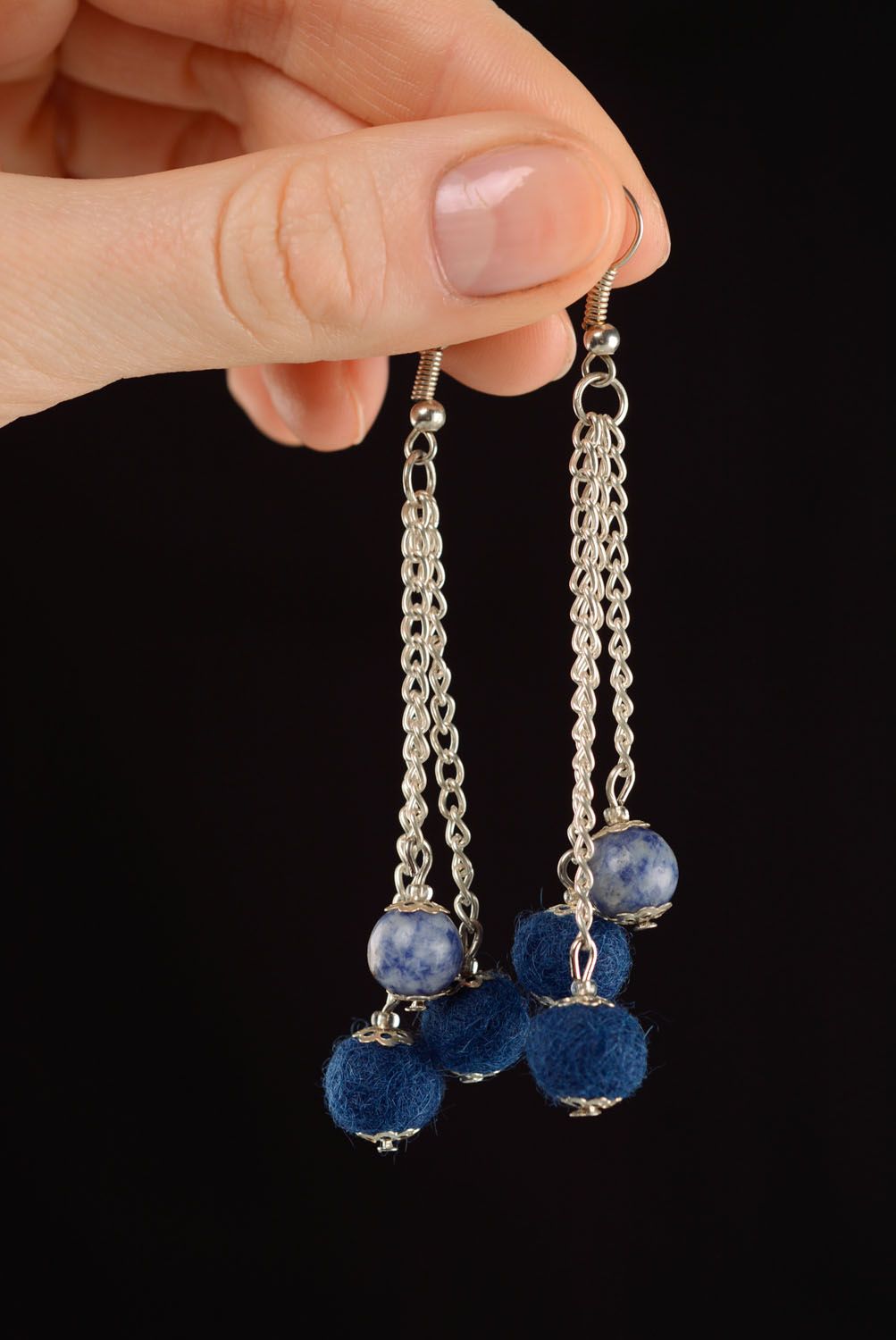 Long earrings with sodalite photo 2