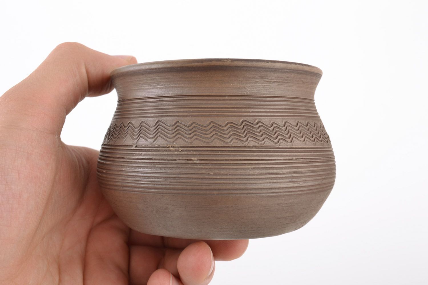 Pote artesanal de cerámica para crema agria de 150 ml hecho a mano de arcilla foto 2