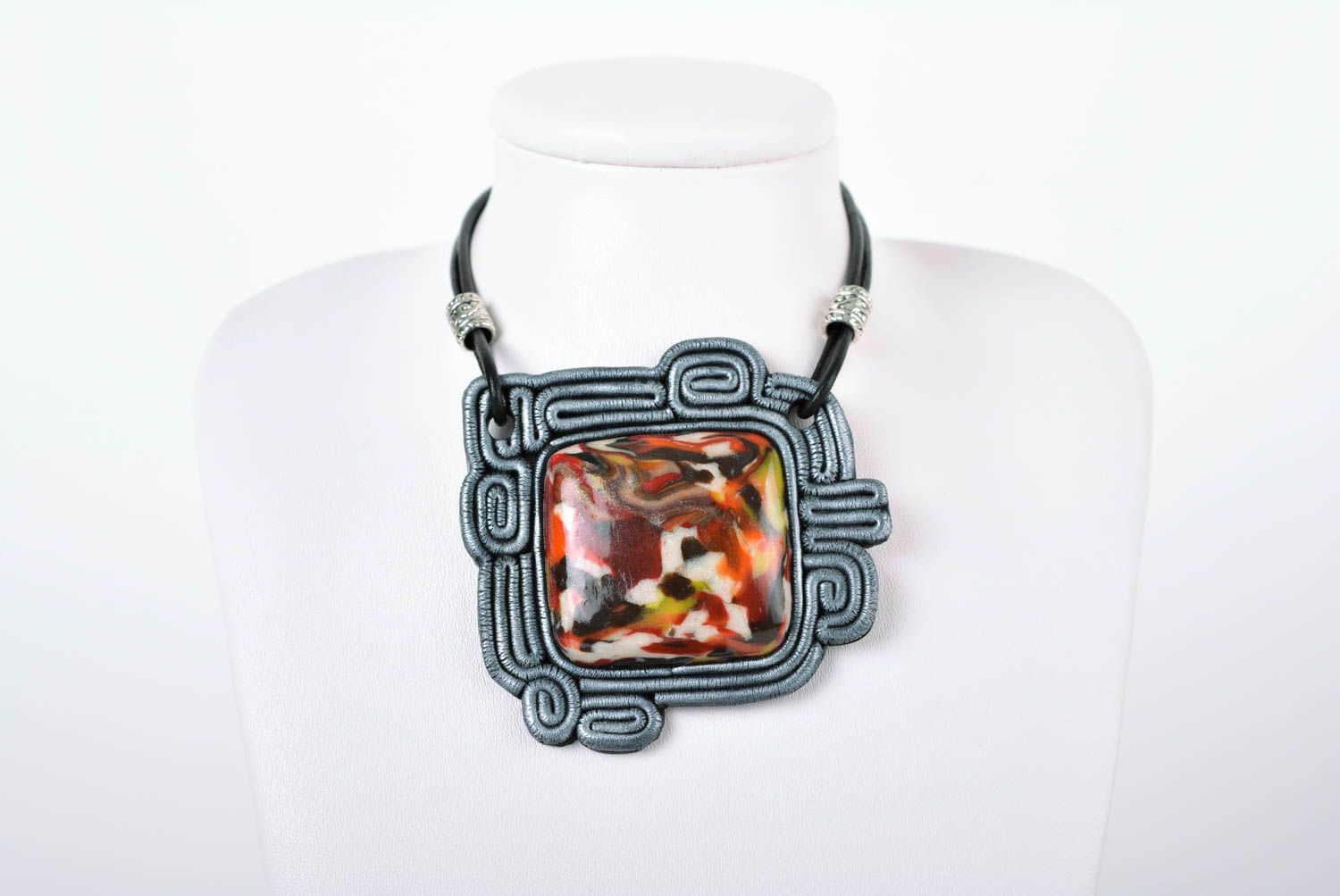 Handmade designer jewelry set elegant necklace and earrings unusual accessories photo 4