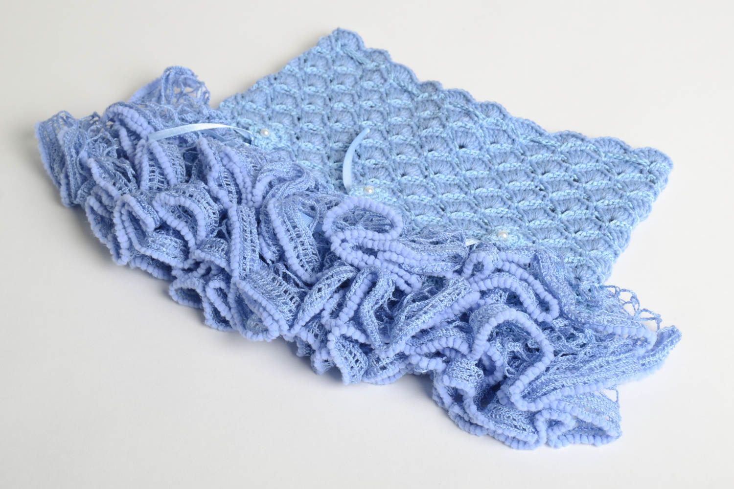 Falda tejida a gancho artesanal azul clara ropa de niñas regalo original foto 3