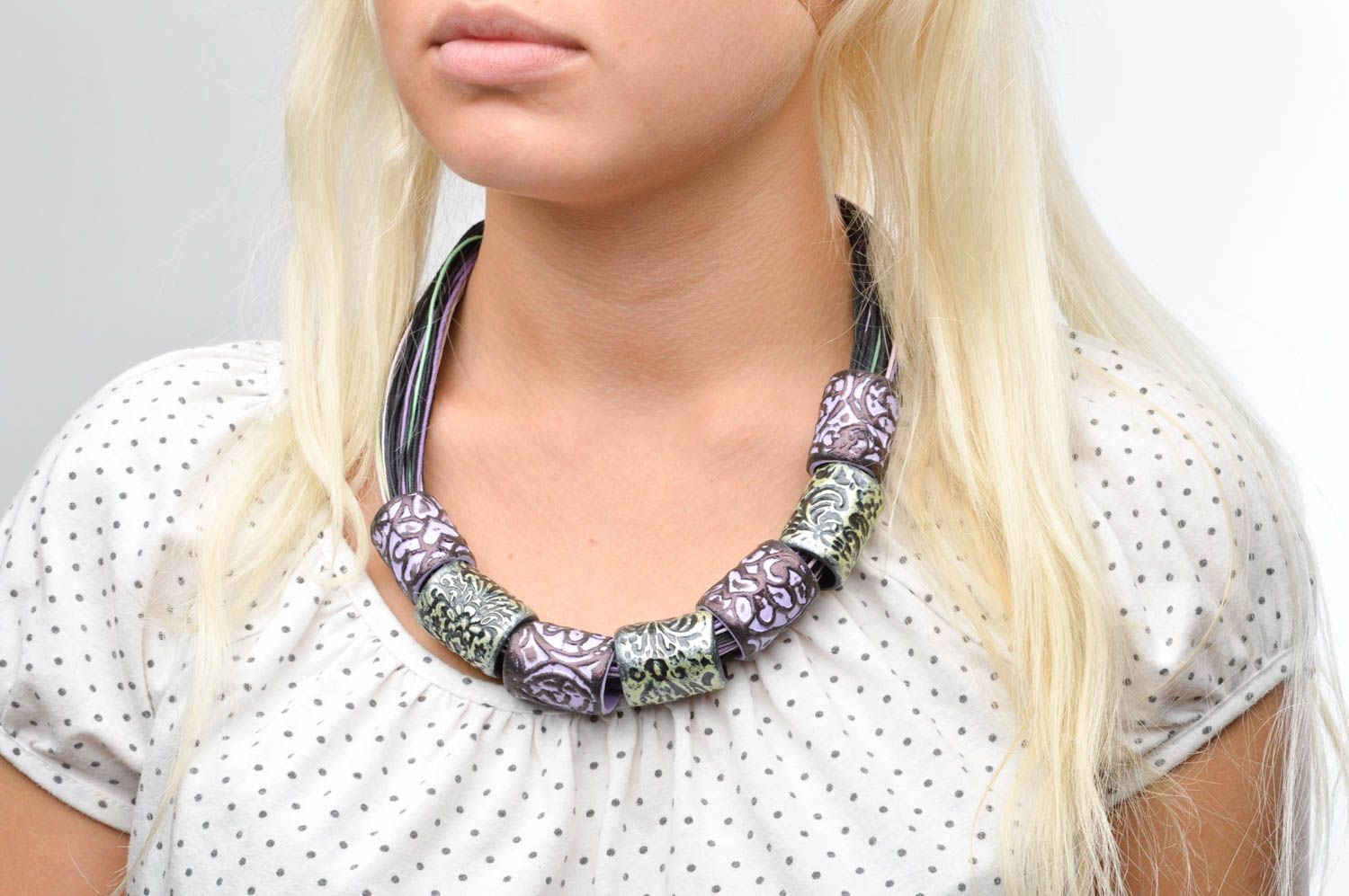 Unusual handmade plastic necklace designer necklace polymer clay ideas photo 3
