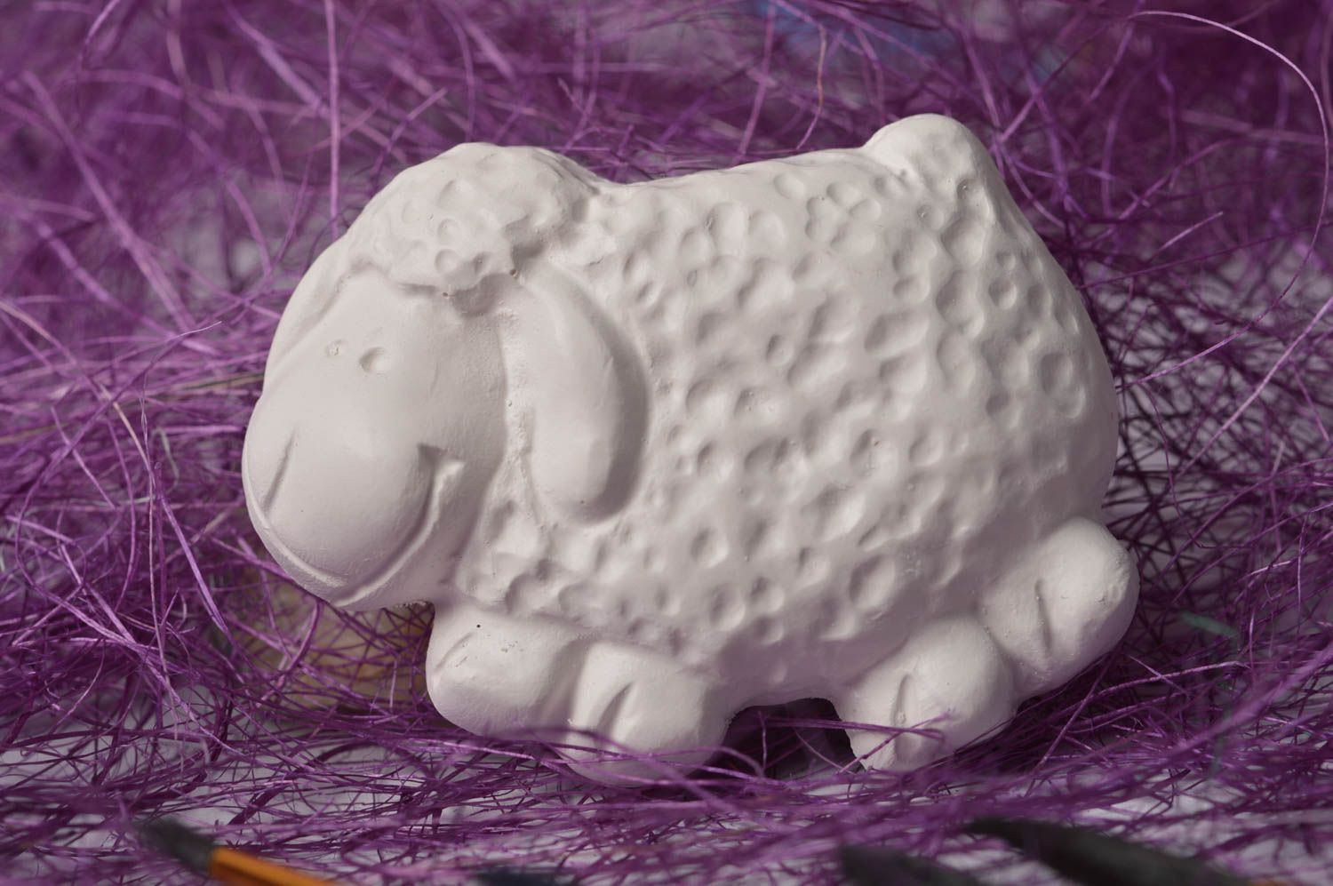 Заготовка для декора ручной работы гипсовая фигурка овечка декор для дома фото 1