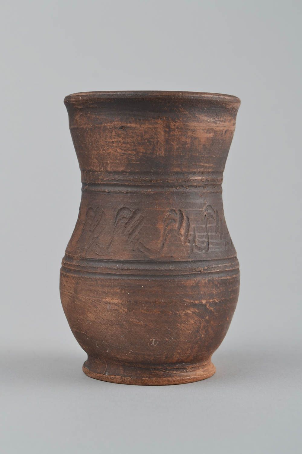 Vaso de arcilla artesanal de forma original bonito marrón de regalo 300 ml foto 5