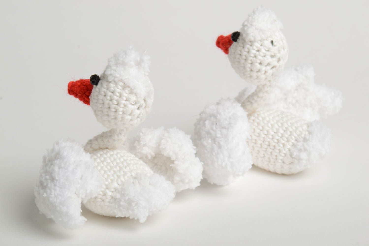 Crocheted present for kids stylish handmade toys unusual soft toys swans photo 4