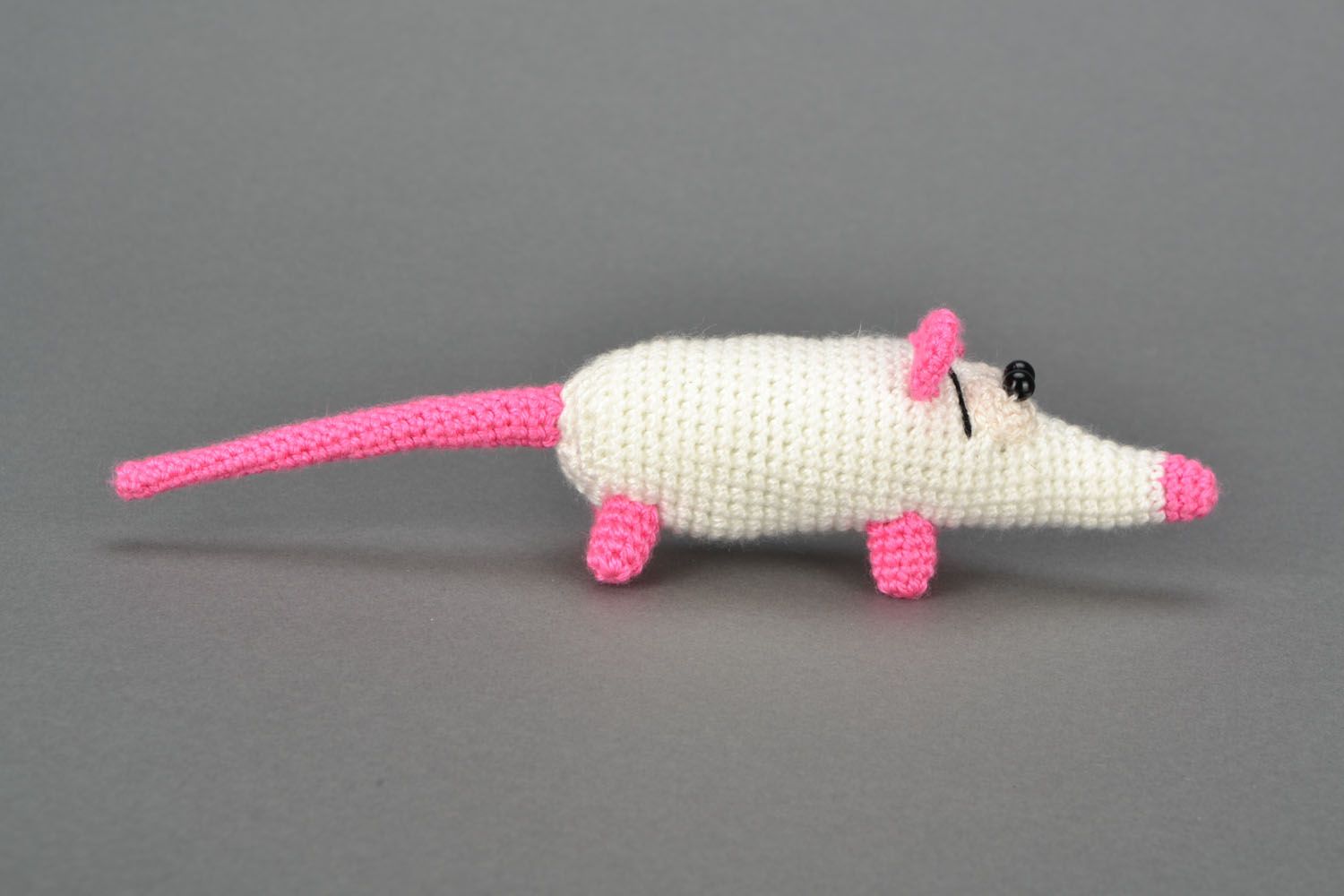 Jouet tricoté au crochet Rat blanc  photo 3