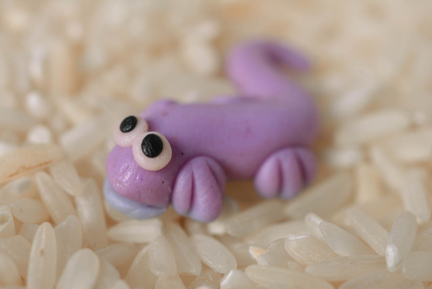 Figurine animal mauve Petit Jouet fait main en pâte polymère Cadeau original photo 3