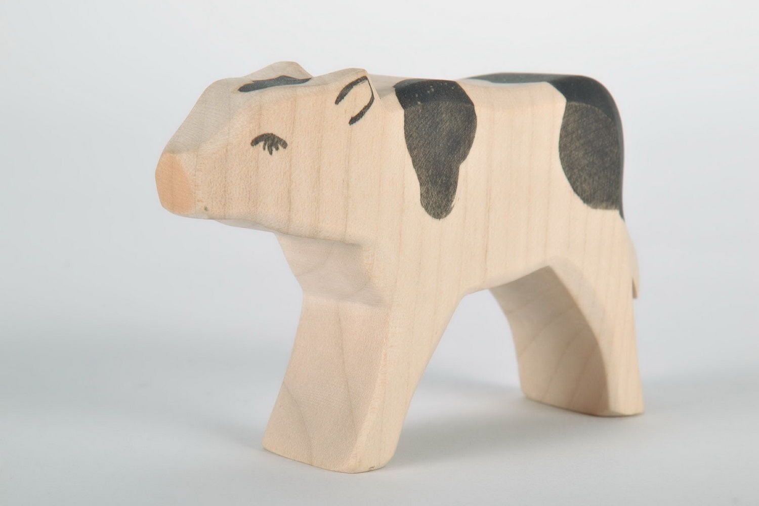 Vache déco fait main Figurine bois design original Déco maison écologique photo 3