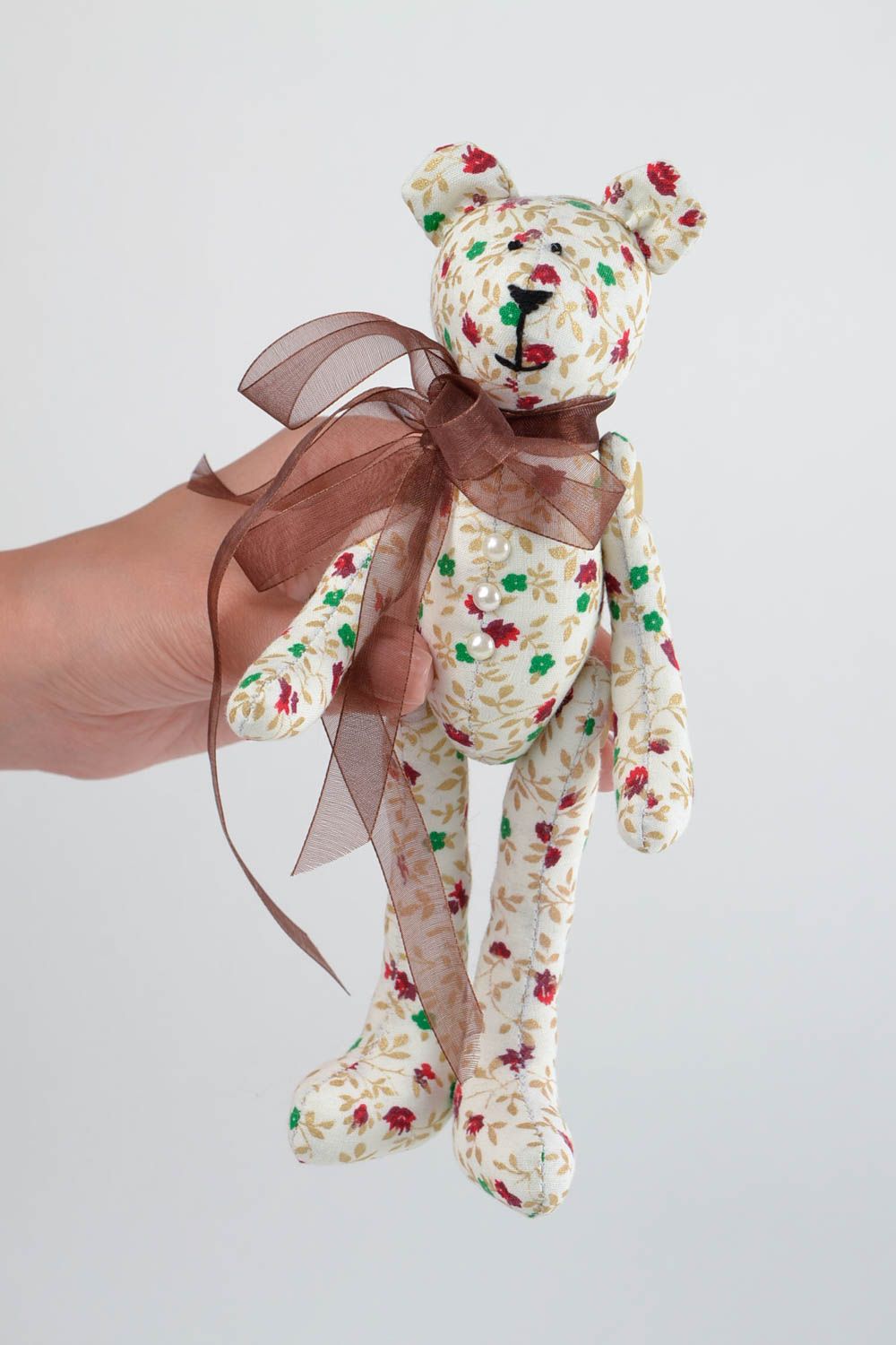 Handgemachtes Kuscheltier Bär aus Leinen Geschenke für Kinder Haus Deko foto 2