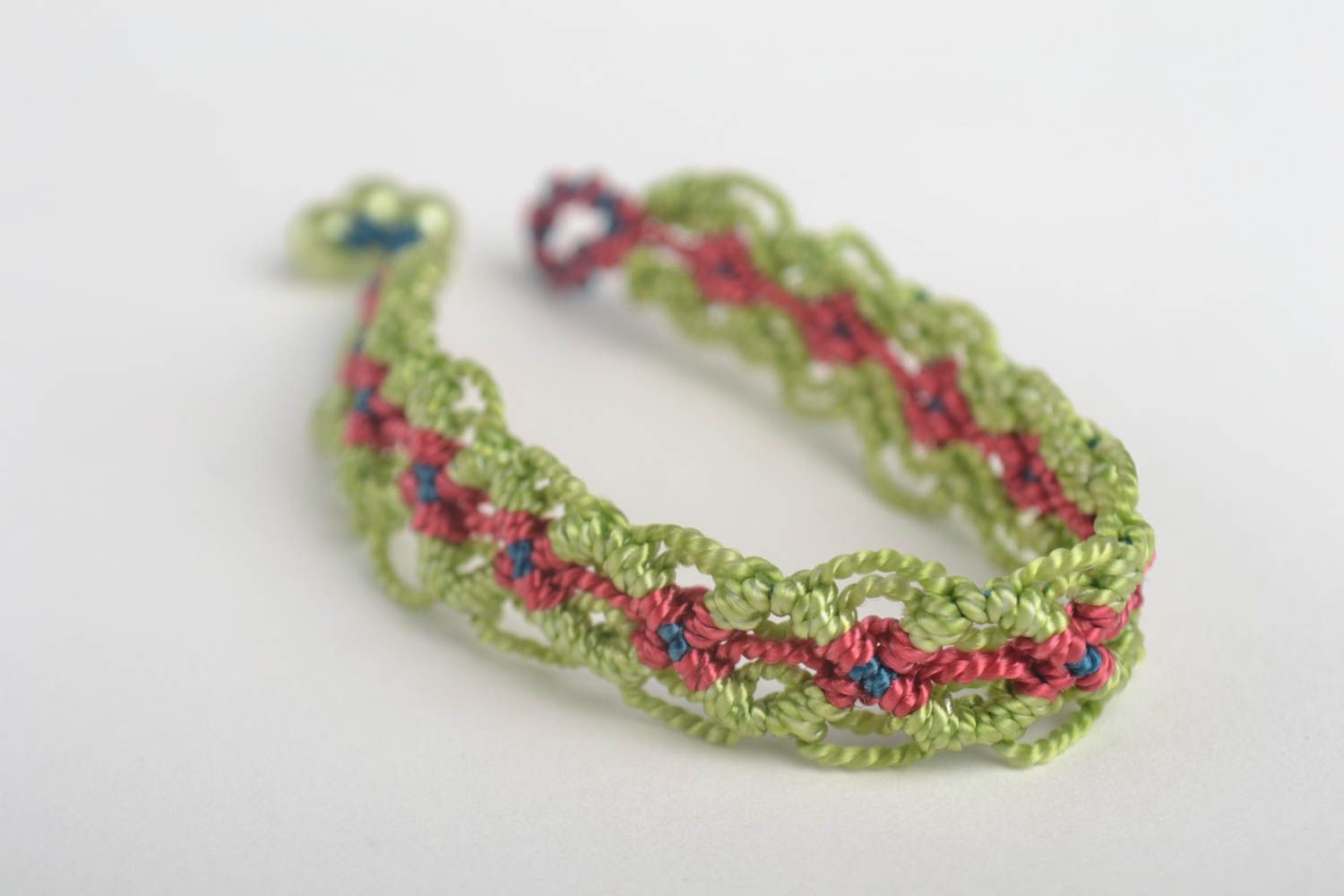 Модный браслет браслет из ниток плетеный браслет макраме зеленый тонкий фото 2